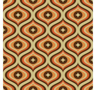 Retro orange and brown motif front room wallpaper mural - TenStickers