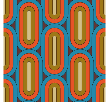 Retro design rounded blue circles living room wallpaper - TenStickers