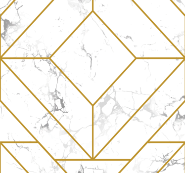 Gold And White Geometric Living Room Wallpaper - TenStickers