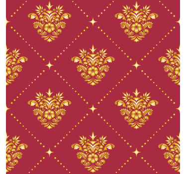 Golden damask pattern Baroque wallpaper - TenStickers