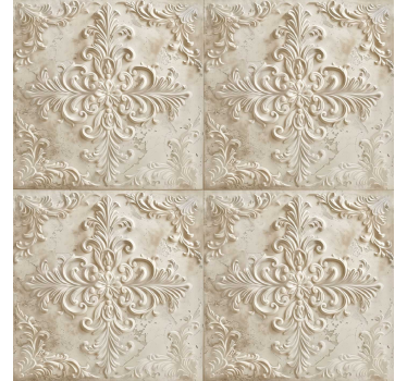 Beige tiles baroque wallpaper - TenStickers