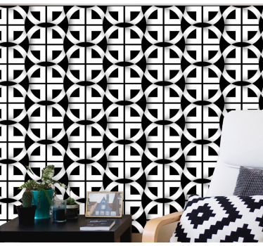 3D black and white Living Room Wallpaper - TenStickers