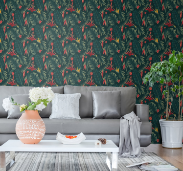 3D wallpaper with tropical plants - TenStickers