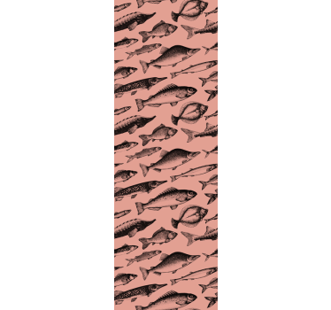 Fish wallpaper pink fish pattern - TenStickers