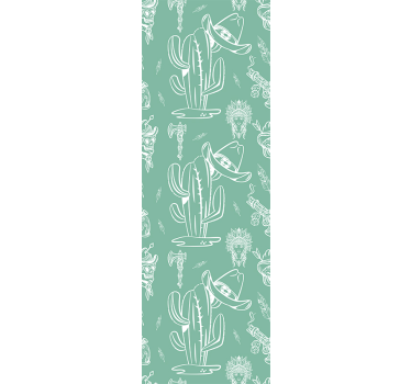 Cactus and hat western pattern Living Room Wallpaper - TenStickers