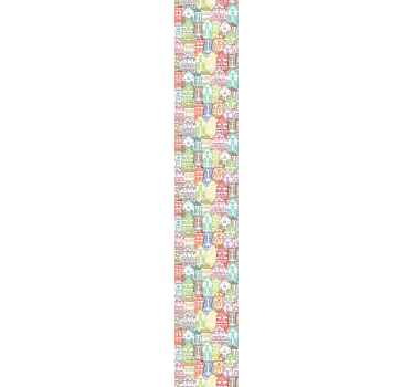 Colorful House Patterns city wallpaper - TenStickers