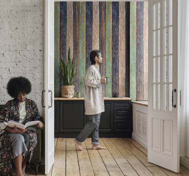 Blue and brown laminate Wood wallpaper - TenStickers