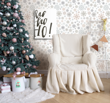 Snowflakes pattern Feature Living Room Wallpaper - TenStickers