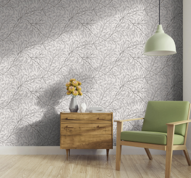 Wallpaper grey scale floral pattern - TenStickers