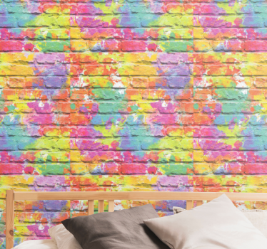 Brick wallpaper in vibrant colorful aesthetic - TenStickers