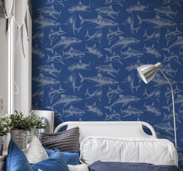 Furious Sharks Bedroom Wallpaper - TenStickers