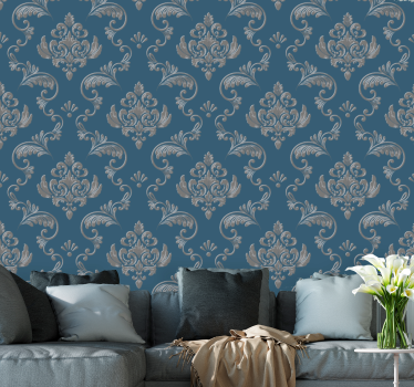 Blue and gold baroque design Vintage Wallpaper - TenStickers