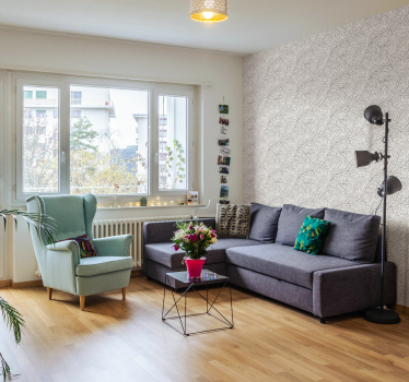 Wallpaper grey scale floral pattern - TenStickers