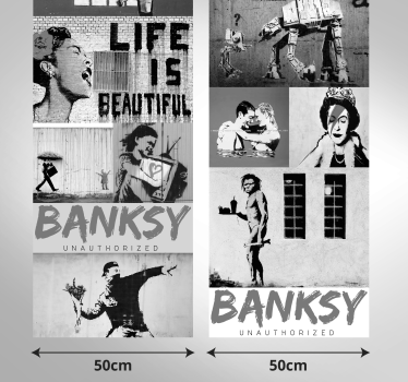 Modern wallpaper Banksy - grey collage - TenStickers
