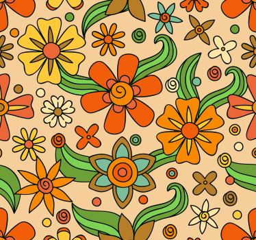 Golden and yellow 70's vintage wallpaper - TenStickers