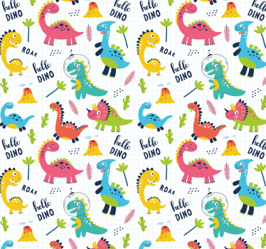Cute dinosaur pattern wallpaper for bedroom - TenStickers