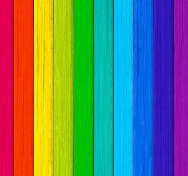 Realistic Rainbow Wooden Background Teenage Bedroom Wallpaper - TenStickers