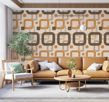 Retro 70s Design Squares Wallpaper - TenStickers