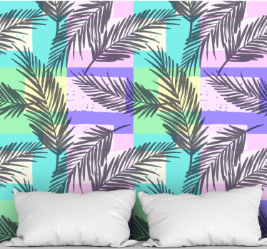 Abstract pastel palm trees jungle wallpaper - TenStickers