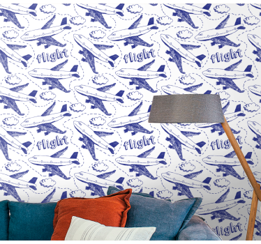 Airplane Flight Scene city wallpaper - TenStickers