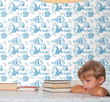 Aquatic Friends fish wallpaper - TenStickers