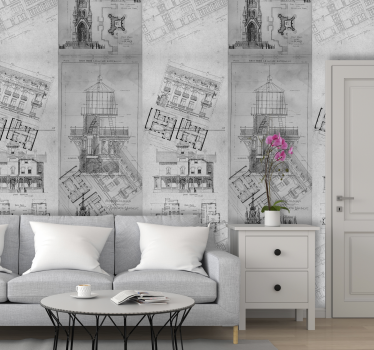 Architectural Sketches city wallpaper - TenStickers