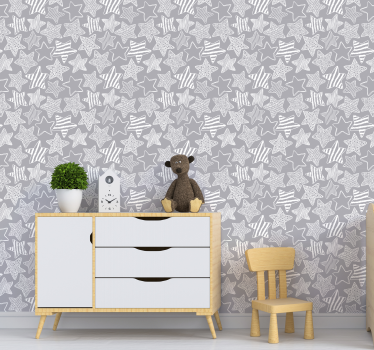Bedroom Wallpaper White star - TenStickers