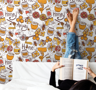 Teenage bedroom wallpaper beehive delight - TenStickers