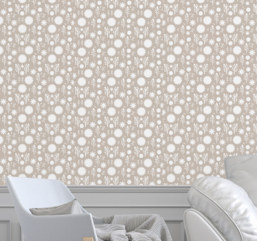 Beige Floral Wallpaper - TenStickers