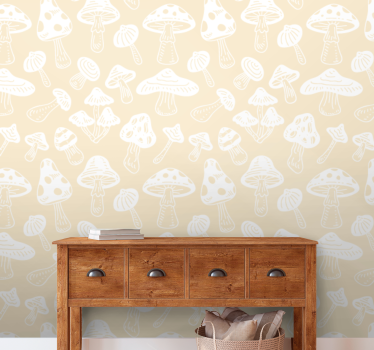 Beige mushrooms designs Nature Wallpaper - TenStickers