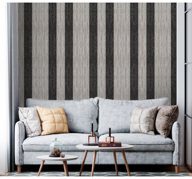Black and grey wooden effect Striped Wallpaper - TenStickers