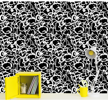 Black and white paint drip wallpaper painting - TenStickers