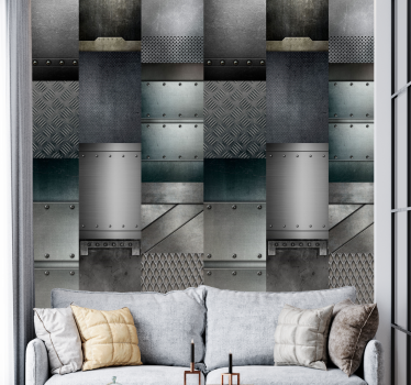 Black metal design industrial wallpaper - TenStickers
