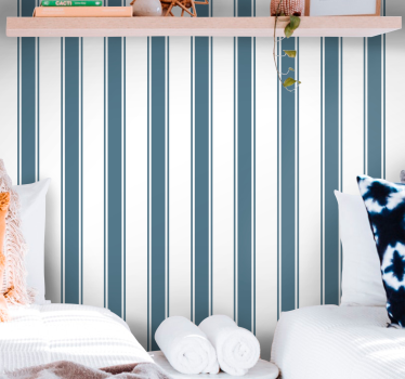 Blue and white Hamptons stripped pattern Bedroom wallpaper - TenStickers