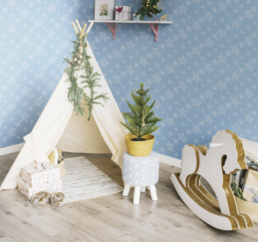 Blue child pattern star wallpaper - TenStickers