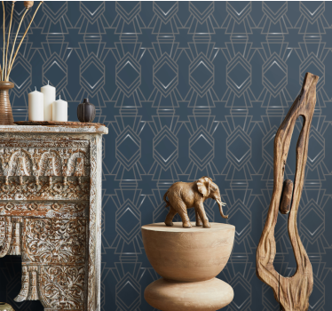Blue geometric contemporary style Square Pattern Wallpaper - TenStickers