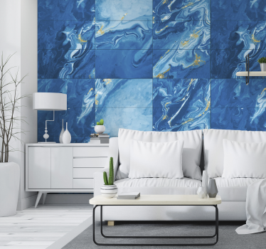 Blue Stone Themed Wallpaper - TenStickers