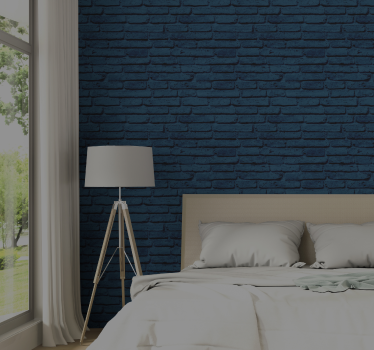 Blue textured Brick effect wallpaper - TenStickers
