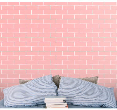 Brick wallpaper in pink brick pattern - TenStickers