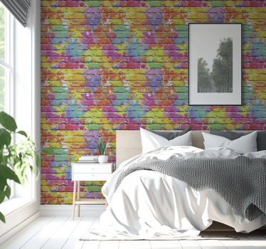 Brick wallpaper in vibrant colorful aesthetic - TenStickers