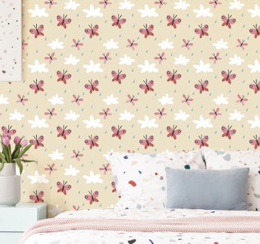 Butterflies Pattern butterfly wallpaper - TenStickers