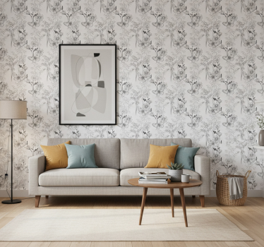 Butterfly wallpaper with black floral pattern - TenStickers