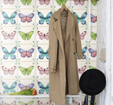 Butterfly wallpaper in vibrant tile design - TenStickers