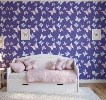 Butterfly wallpaper with purple background - TenStickers