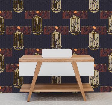 Retro waterfall landscape vintage wallpaper - TenStickers