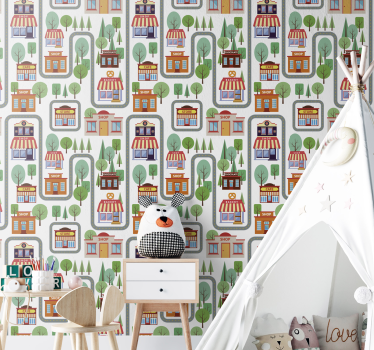 Charming Urban Landscape city wallpaper - TenStickers