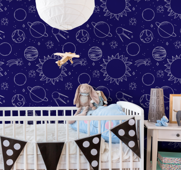 Children version dark blue Starry Wallpaper - TenStickers