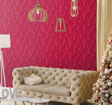 Christmas Tree Line Feature Living Room Wallpaper - TenStickers