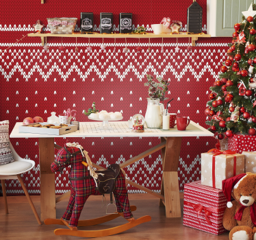 Christmas Typical Pattern Feature Living Room Wallpaper - TenStickers