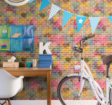 Colorful brick mosaic brick wallpaper - TenStickers